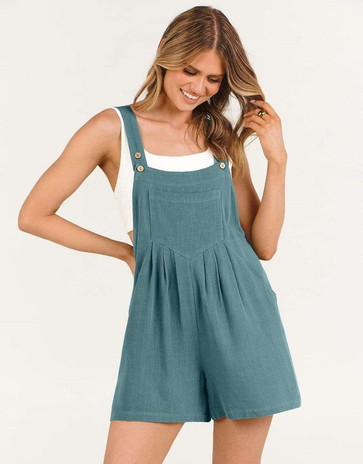 ANRABESS Linen Adjustable Strap Short Overalls