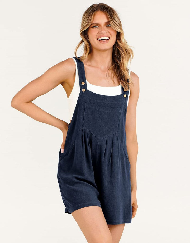 ANRABESS Linen Adjustable Strap Short Overalls