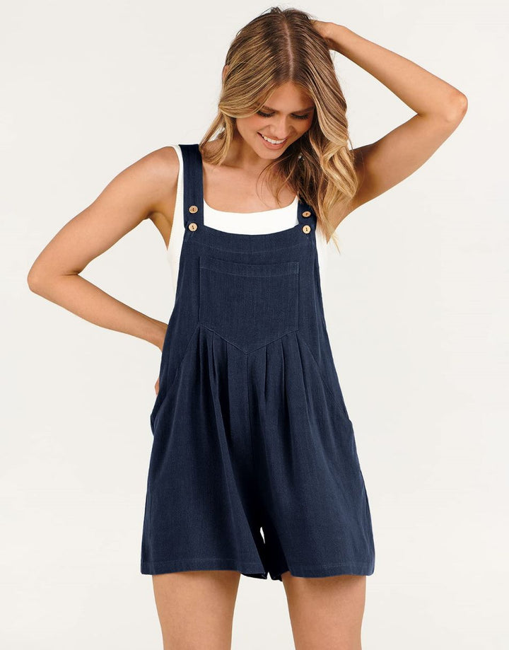 ANRABESS Linen Adjustable Strap Short Overalls
