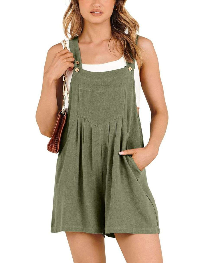 ANRABESS Linen Adjustable Strap Short Overalls