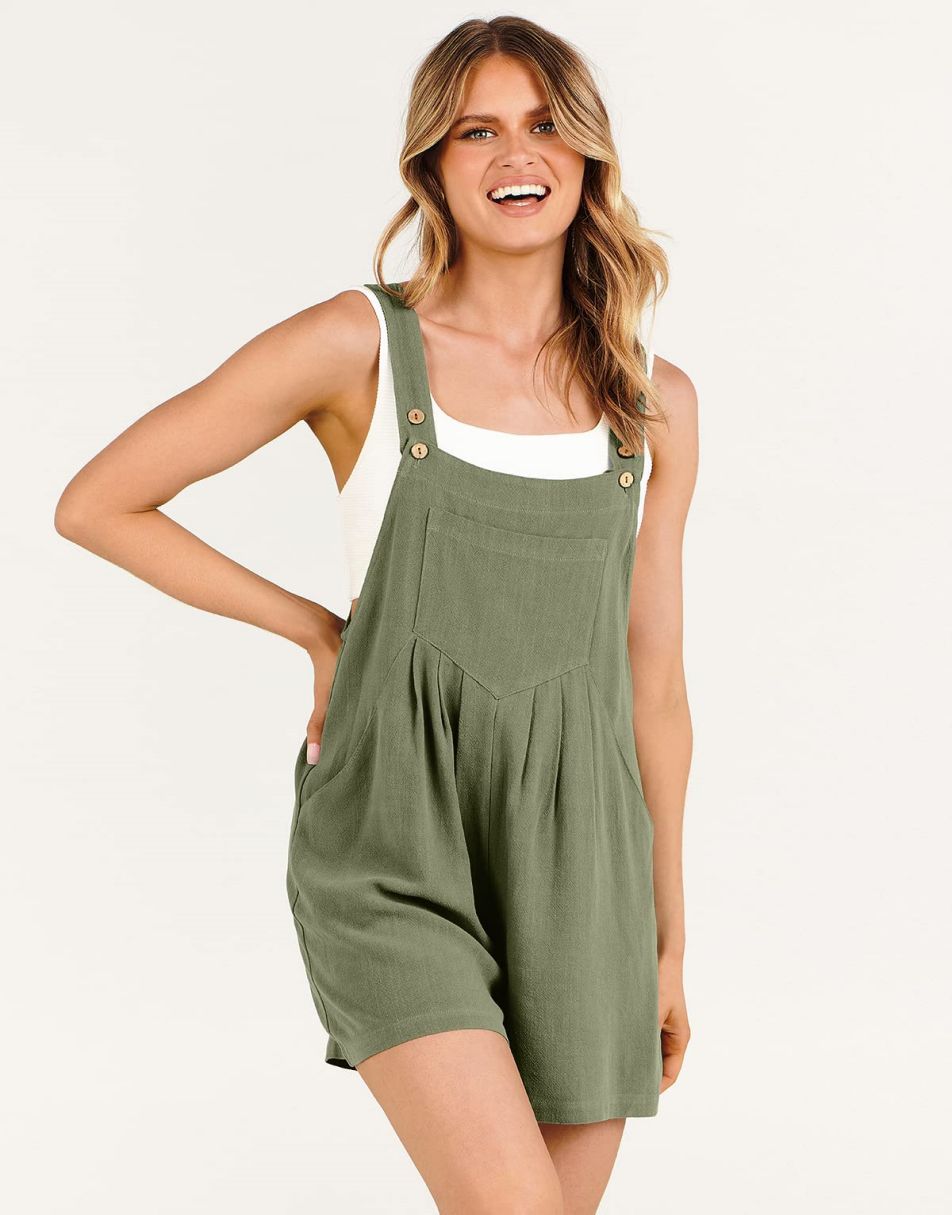 ANRABESS Linen Adjustable Strap Short Overalls
