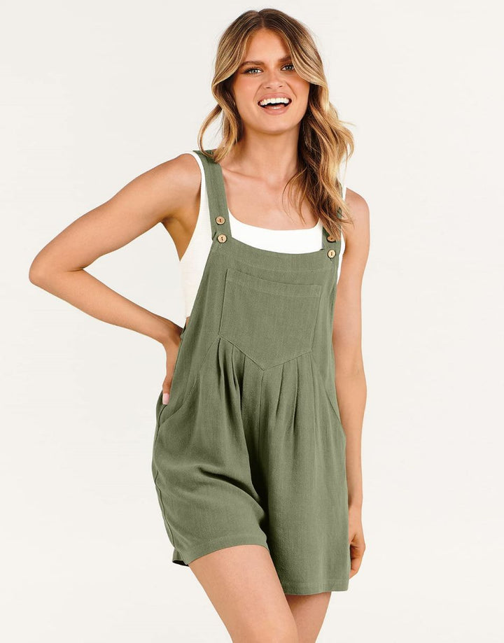ANRABESS Linen Adjustable Strap Short Overalls