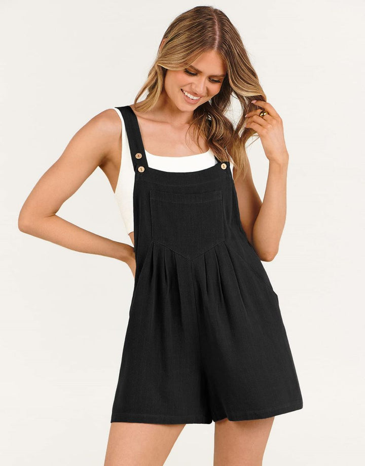 ANRABESS Linen Adjustable Strap Short Overalls