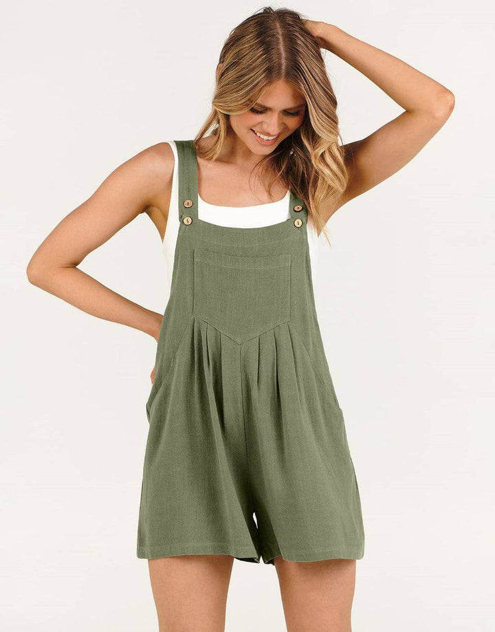 ANRABESS Linen Adjustable Strap Short Overalls