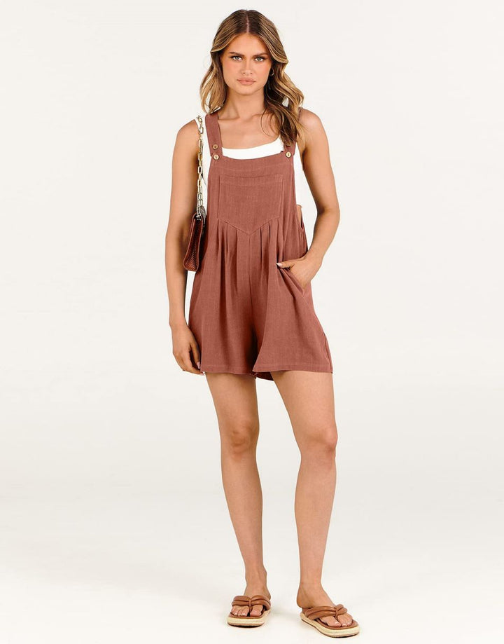 ANRABESS Linen Adjustable Strap Short Overalls