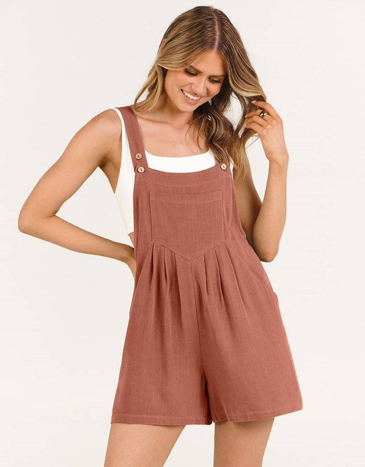 ANRABESS Linen Adjustable Strap Short Overalls
