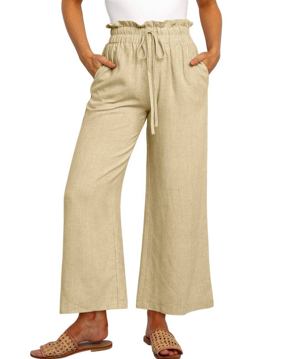ANRABESS Women's Casual Linen High Waist Wide Leg Pants