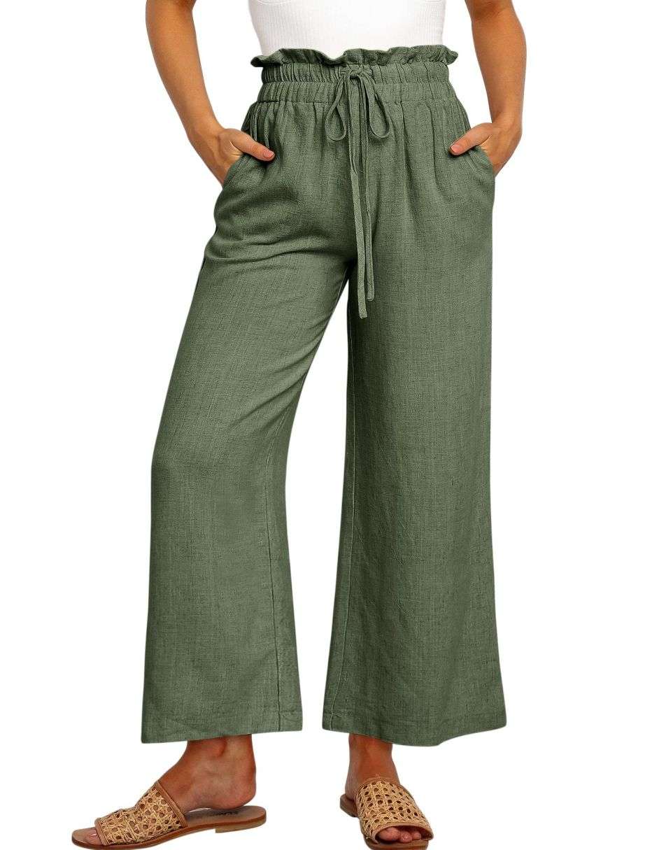 ANRABESS Women's Casual Linen High Waist Wide Leg Pants