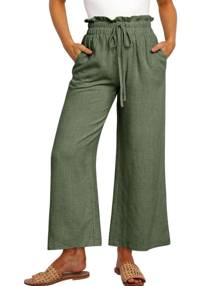 ANRABESS Women's Casual Linen High Waist Wide Leg Pants
