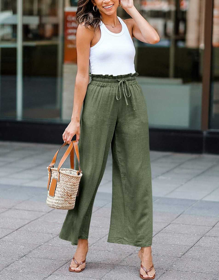 ANRABESS Women's Casual Linen High Waist Wide Leg Pants