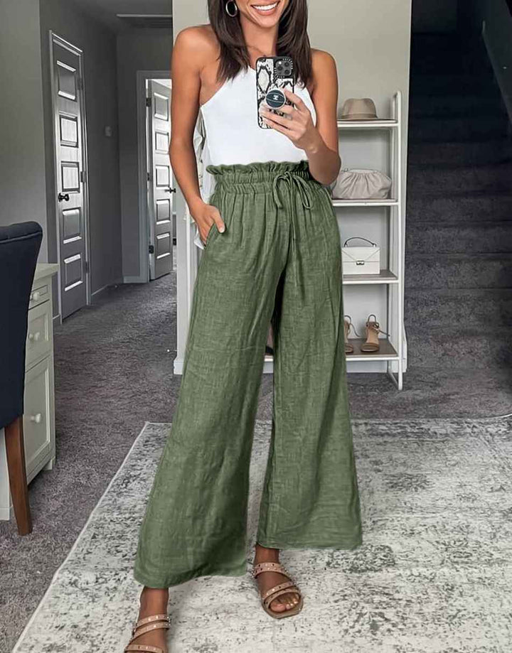 ANRABESS Women's Casual Linen High Waist Wide Leg Pants