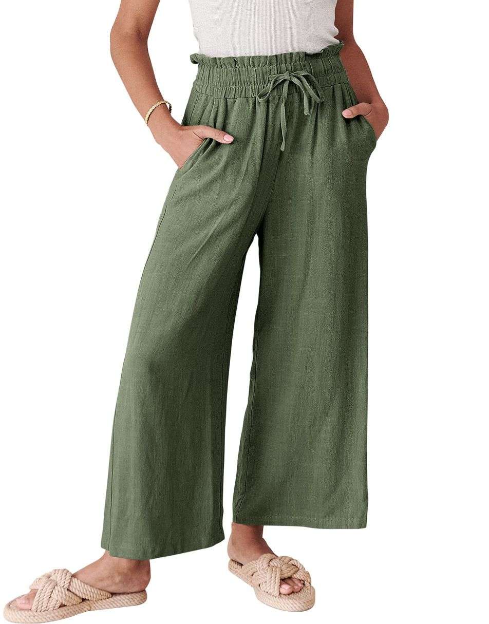 ANRABESS Women's Casual Linen High Waist Wide Leg Pants