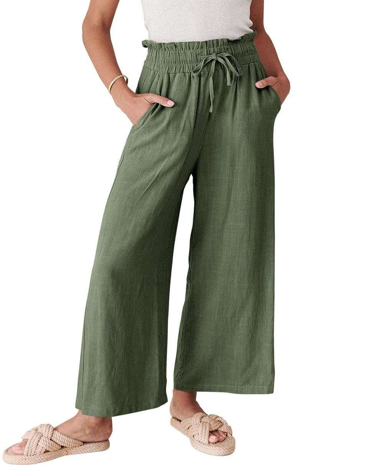 ANRABESS Women's Casual Linen High Waist Wide Leg Pants