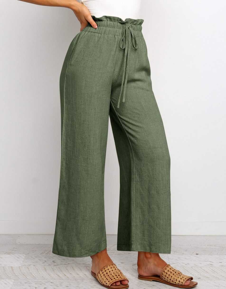 ANRABESS Women's Casual Linen High Waist Wide Leg Pants