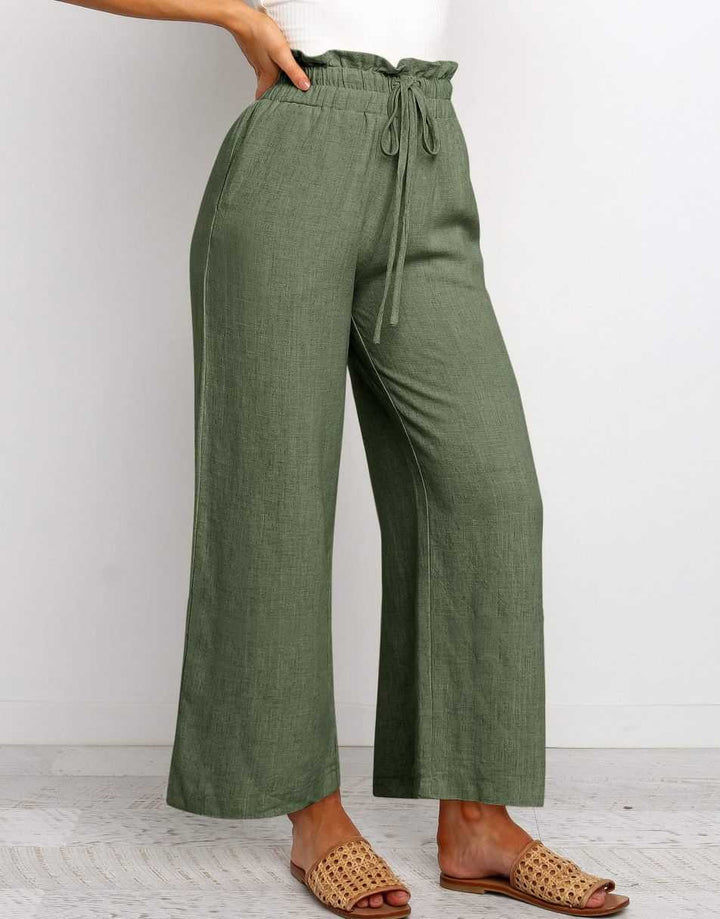 ANRABESS Women's Casual Linen High Waist Wide Leg Pants