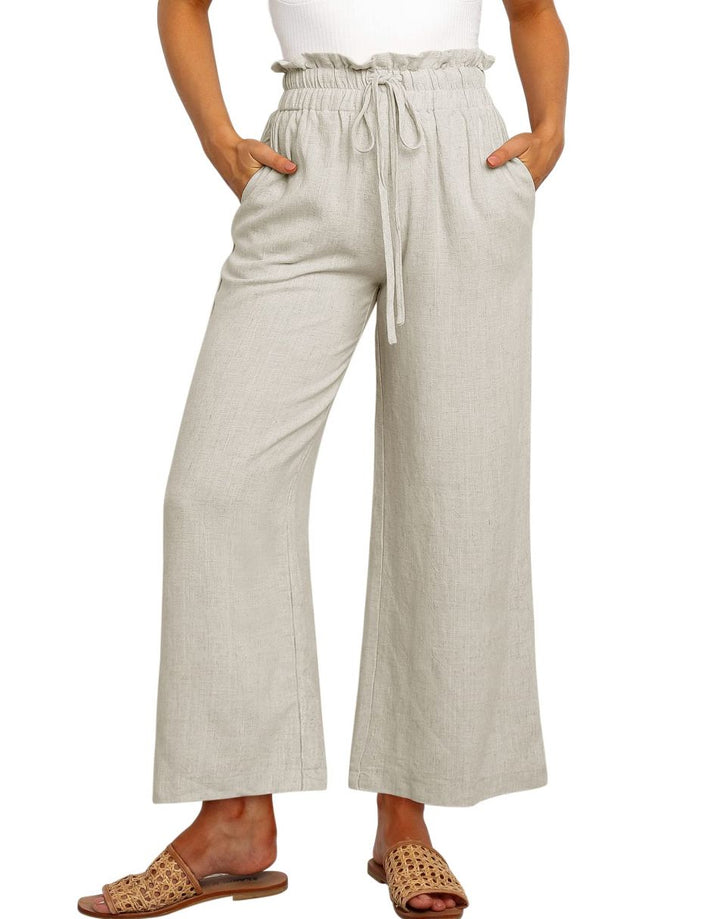 ANRABESS Women's Casual Linen High Waist Wide Leg Pants