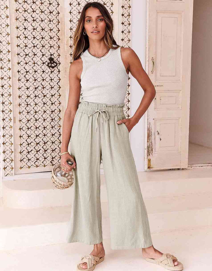 ANRABESS Women's Casual Linen High Waist Wide Leg Pants