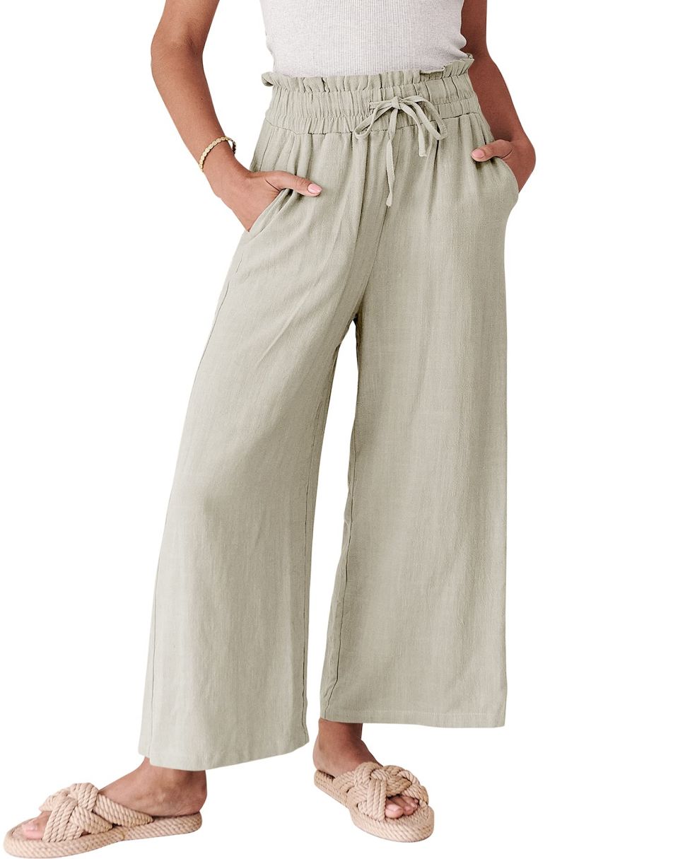 ANRABESS Women's Casual Linen High Waist Wide Leg Pants