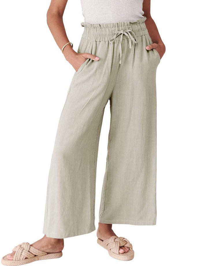 ANRABESS Women's Casual Linen High Waist Wide Leg Pants