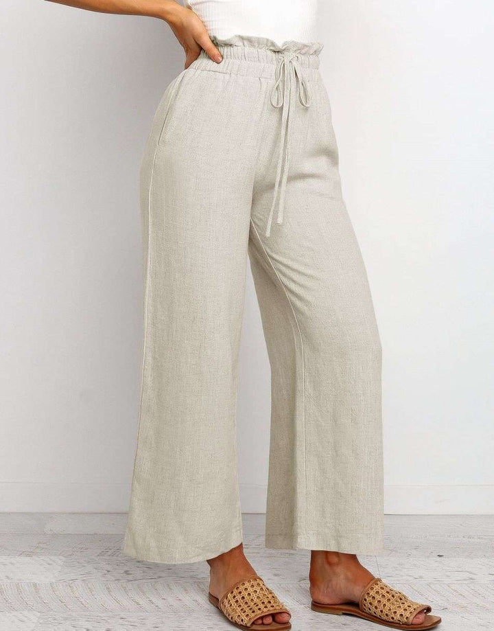ANRABESS Women's Casual Linen High Waist Wide Leg Pants