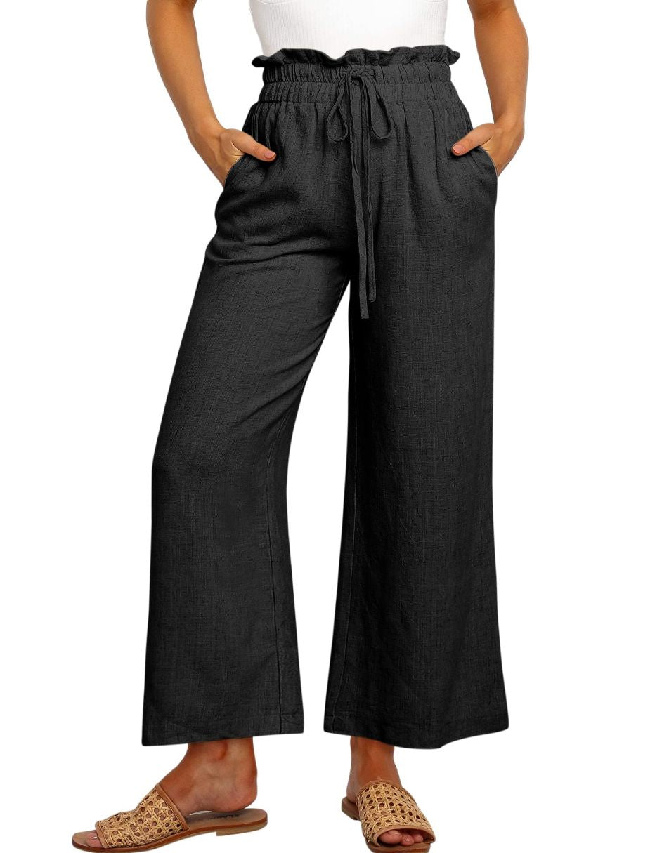 ANRABESS Women's Casual Linen High Waist Wide Leg Pants