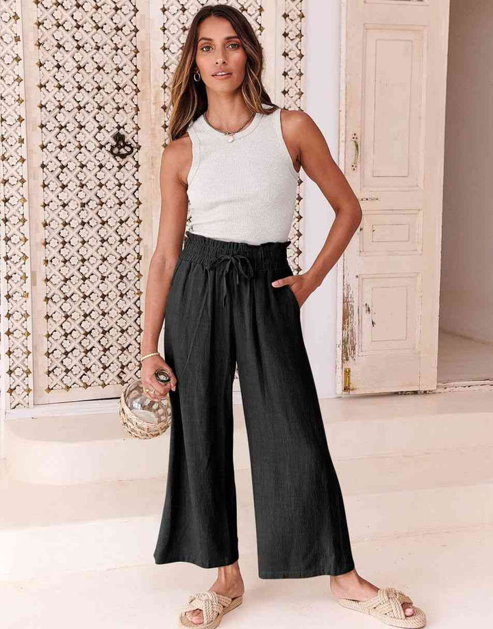 ANRABESS Women's Casual Linen High Waist Wide Leg Pants