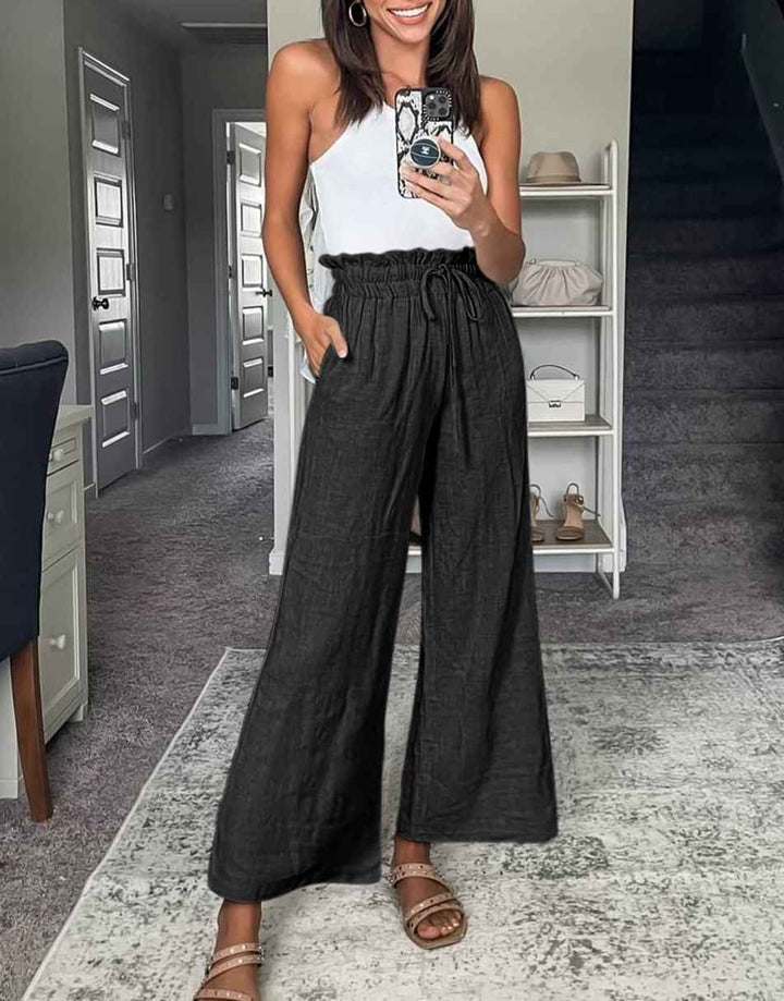 ANRABESS Women's Casual Linen High Waist Wide Leg Pants