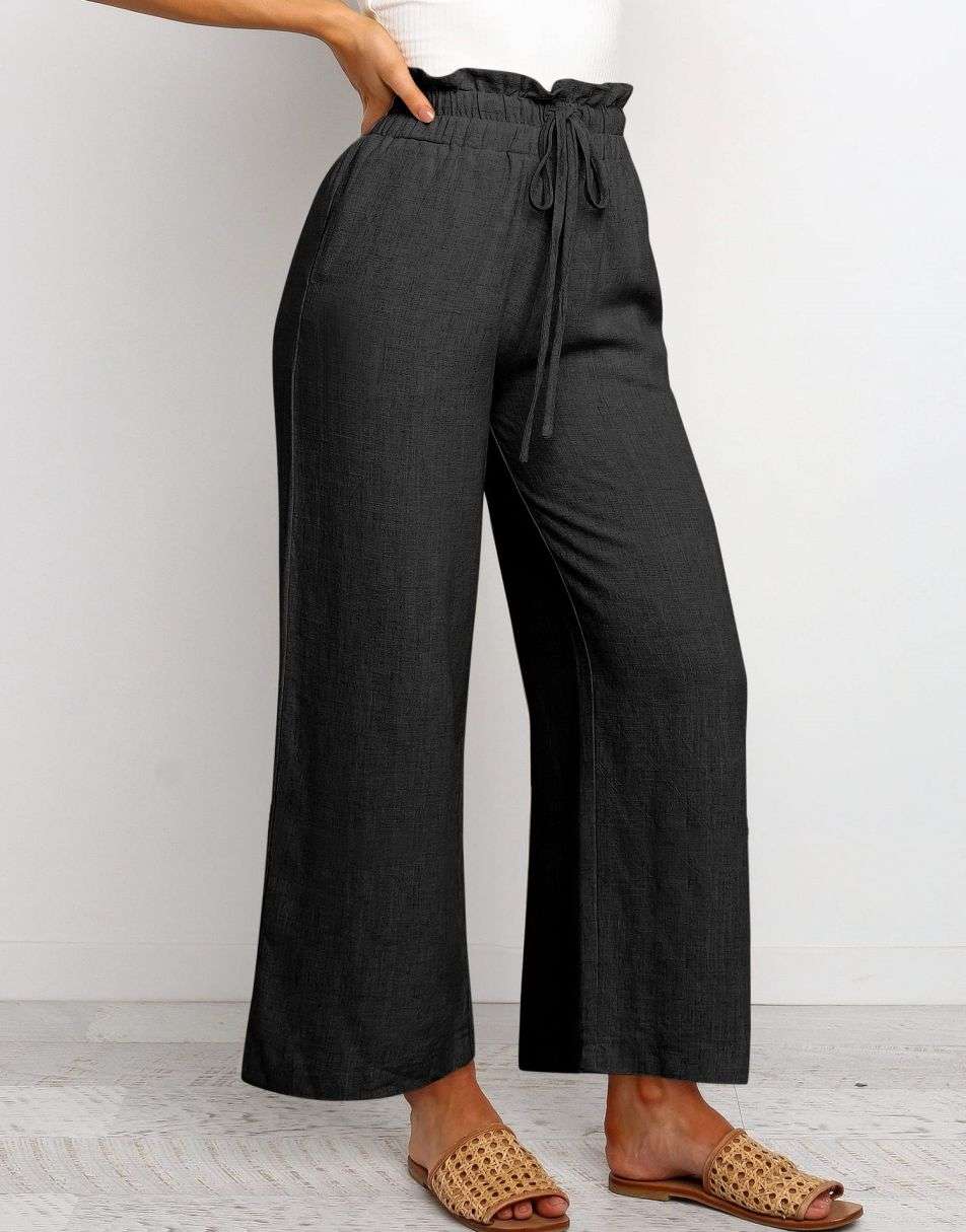ANRABESS Women's Casual Linen High Waist Wide Leg Pants