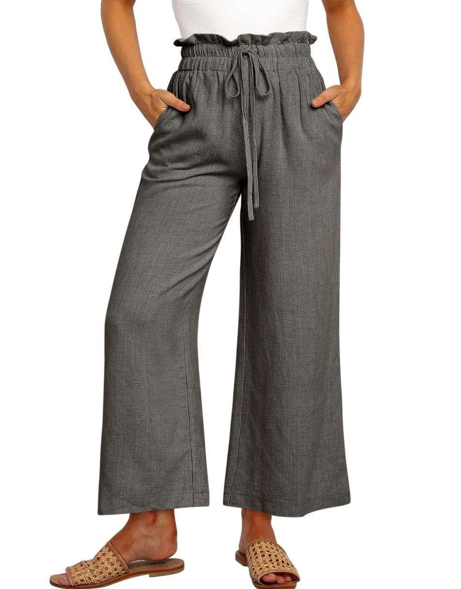 ANRABESS Women's Casual Linen High Waist Wide Leg Pants