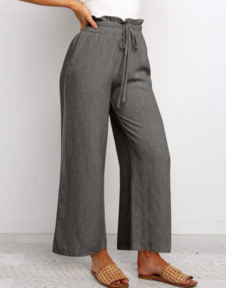 ANRABESS Women's Casual Linen High Waist Wide Leg Pants