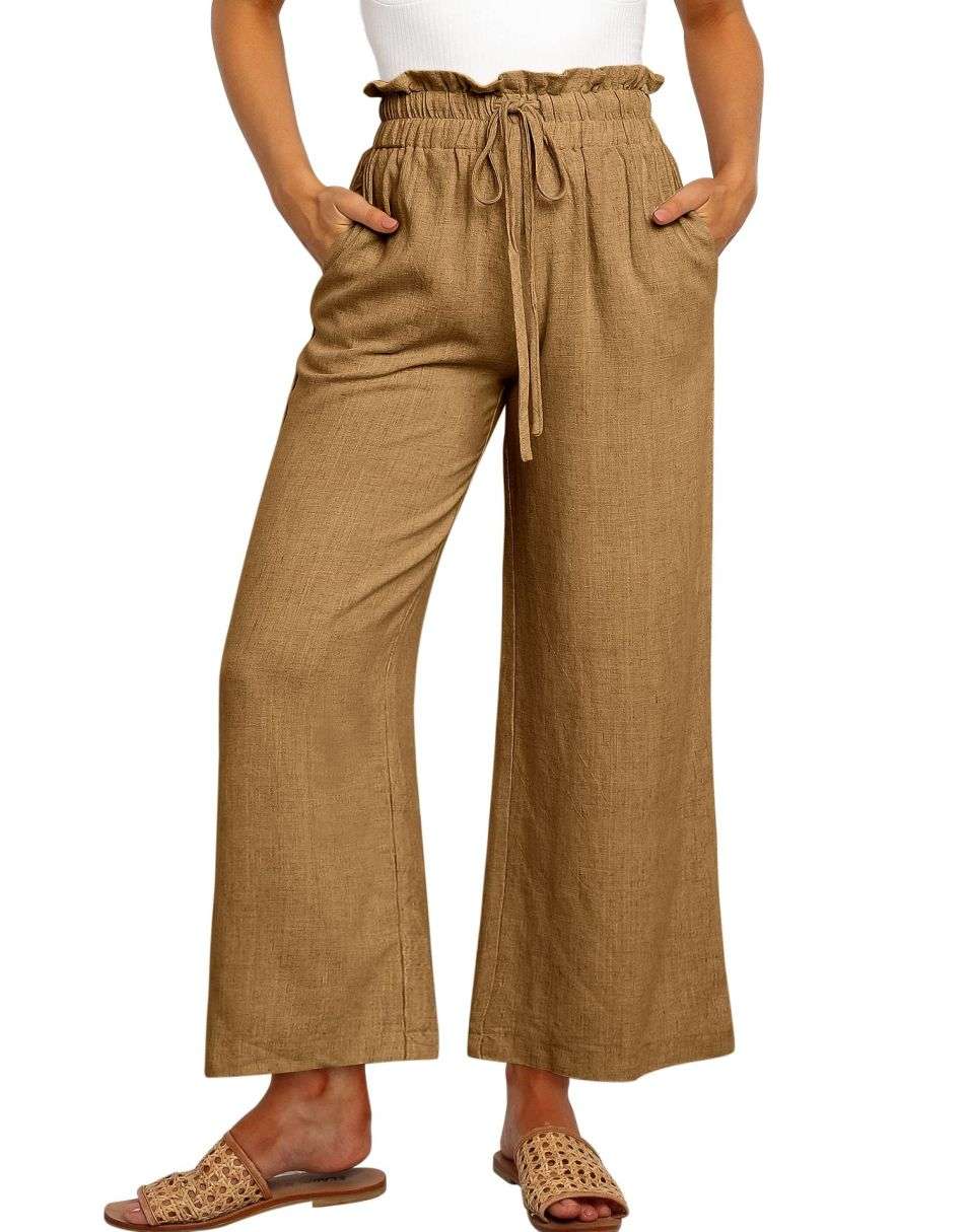 ANRABESS Women's Casual Linen High Waist Wide Leg Pants