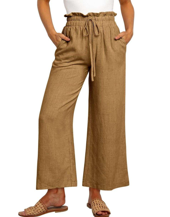 ANRABESS Women's Casual Linen High Waist Wide Leg Pants