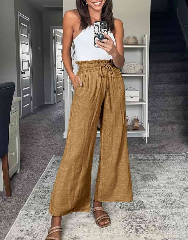 ANRABESS Women's Casual Linen High Waist Wide Leg Pants