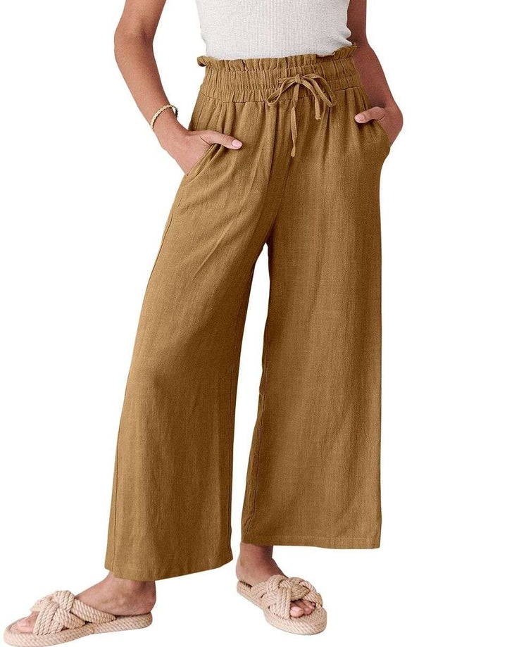 ANRABESS Women's Casual Linen High Waist Wide Leg Pants