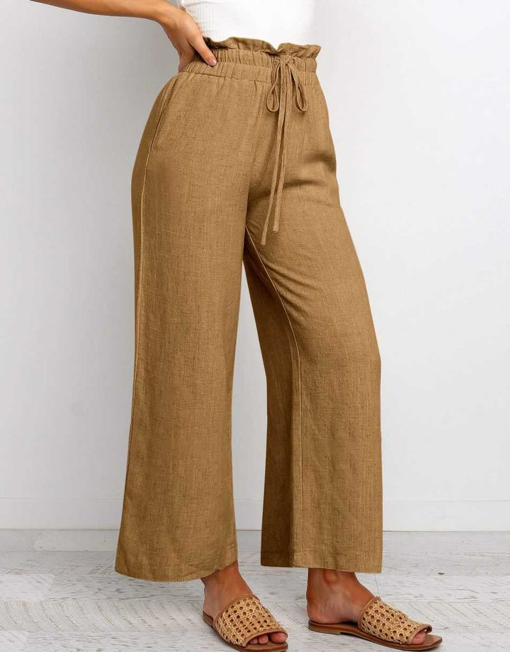 ANRABESS Women's Casual Linen High Waist Wide Leg Pants