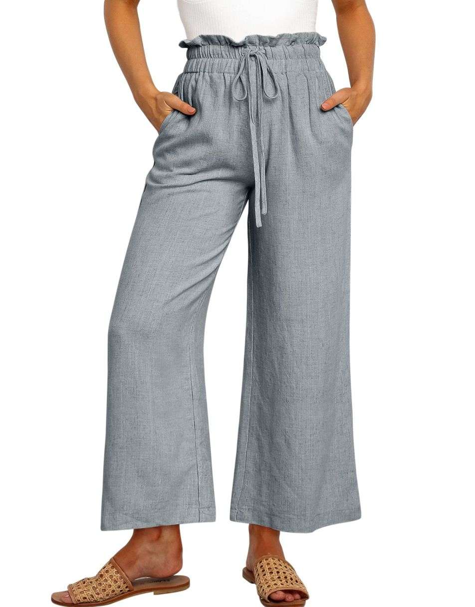 ANRABESS Women's Casual Linen High Waist Wide Leg Pants