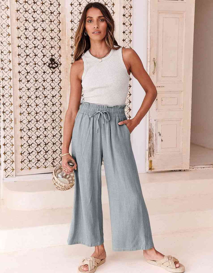ANRABESS Women's Casual Linen High Waist Wide Leg Pants