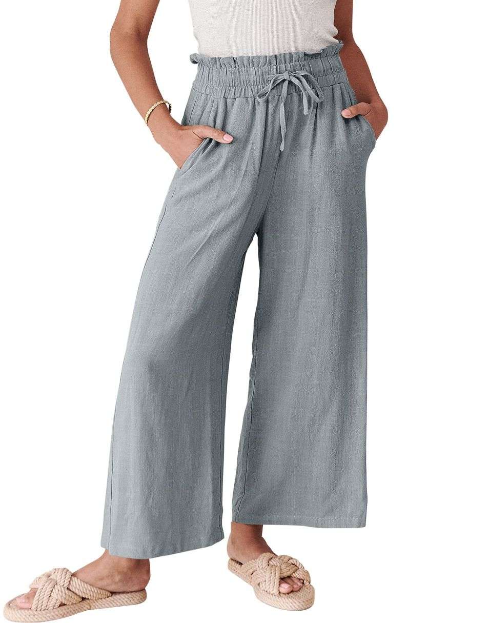 ANRABESS Women's Casual Linen High Waist Wide Leg Pants