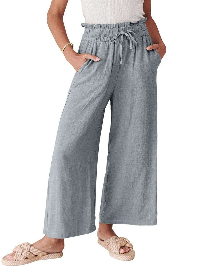 ANRABESS Women's Casual Linen High Waist Wide Leg Pants