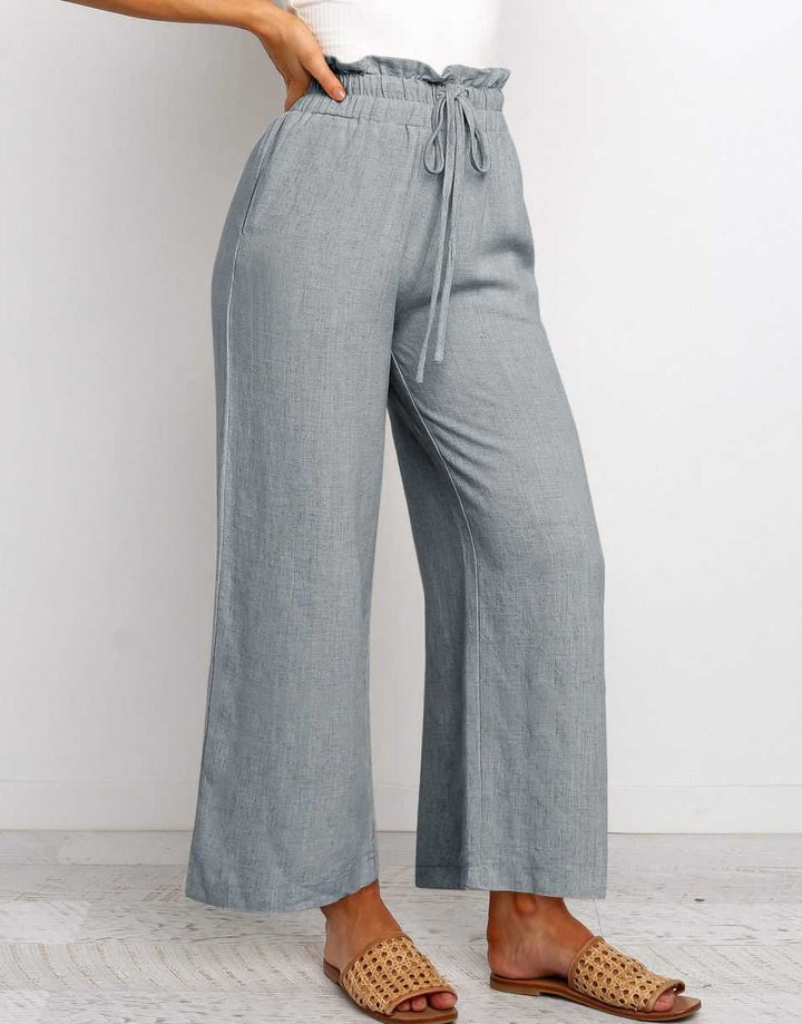 ANRABESS Women's Casual Linen High Waist Wide Leg Pants