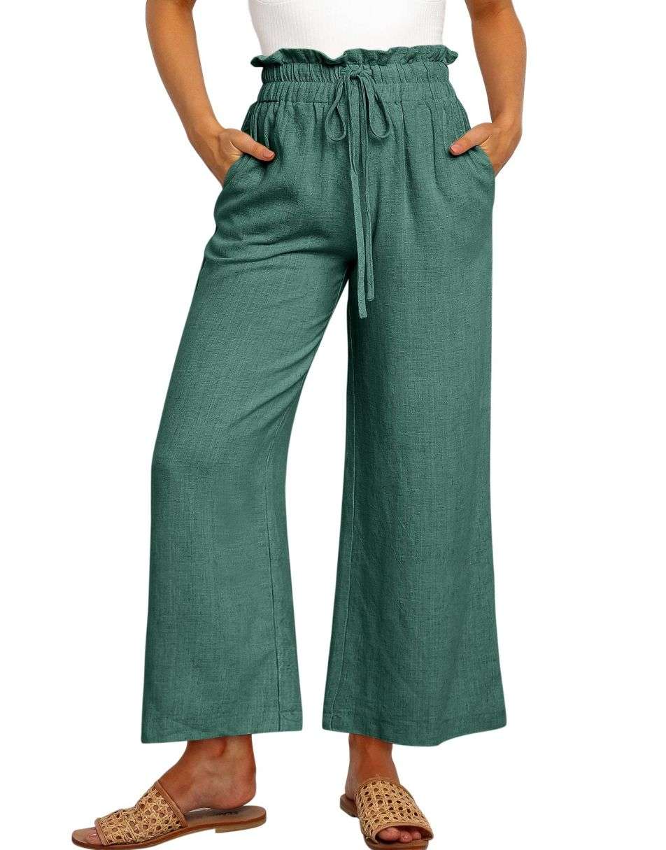 ANRABESS Women's Casual Linen High Waist Wide Leg Pants
