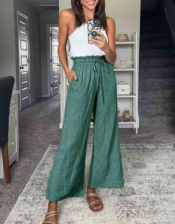 ANRABESS Women's Casual Linen High Waist Wide Leg Pants