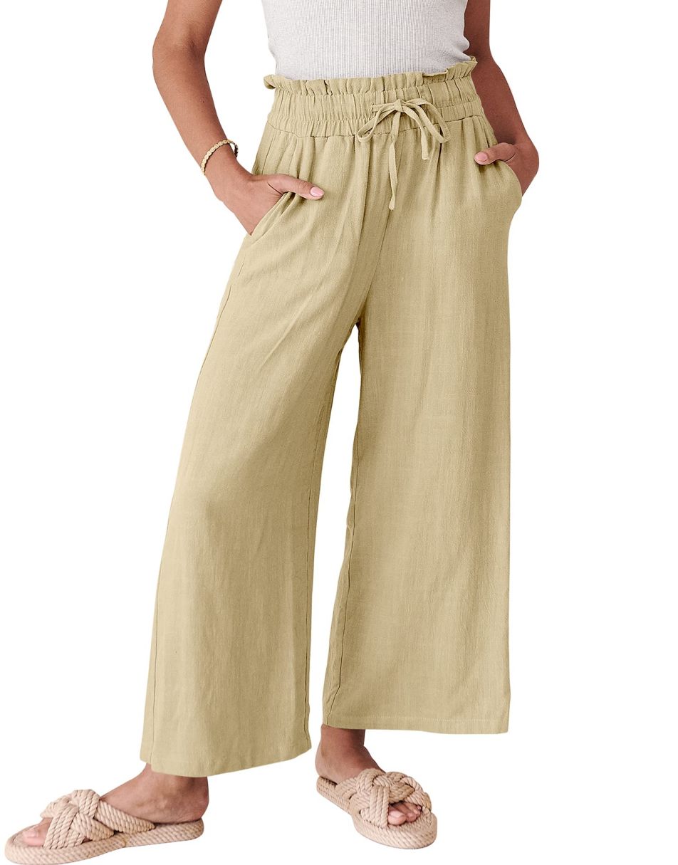 ANRABESS Women's Casual Linen High Waist Wide Leg Pants