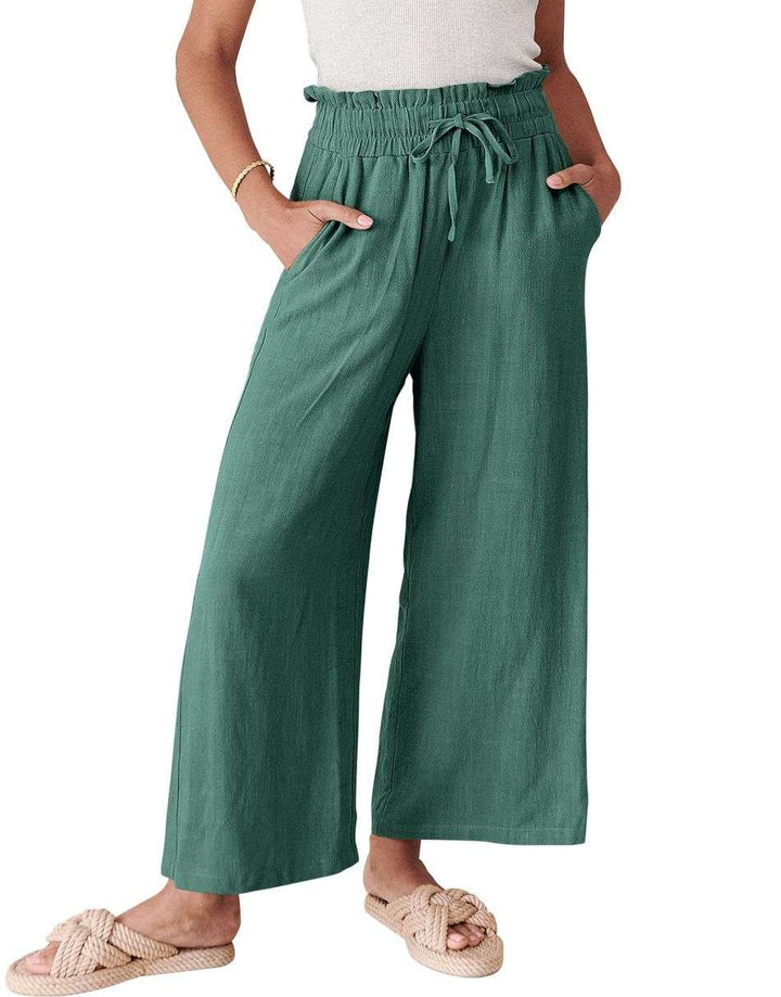 ANRABESS Women's Casual Linen High Waist Wide Leg Pants
