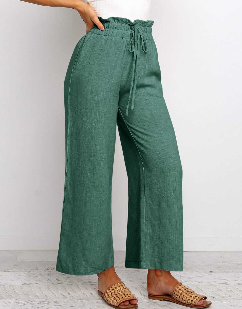 ANRABESS Women's Casual Linen High Waist Wide Leg Pants