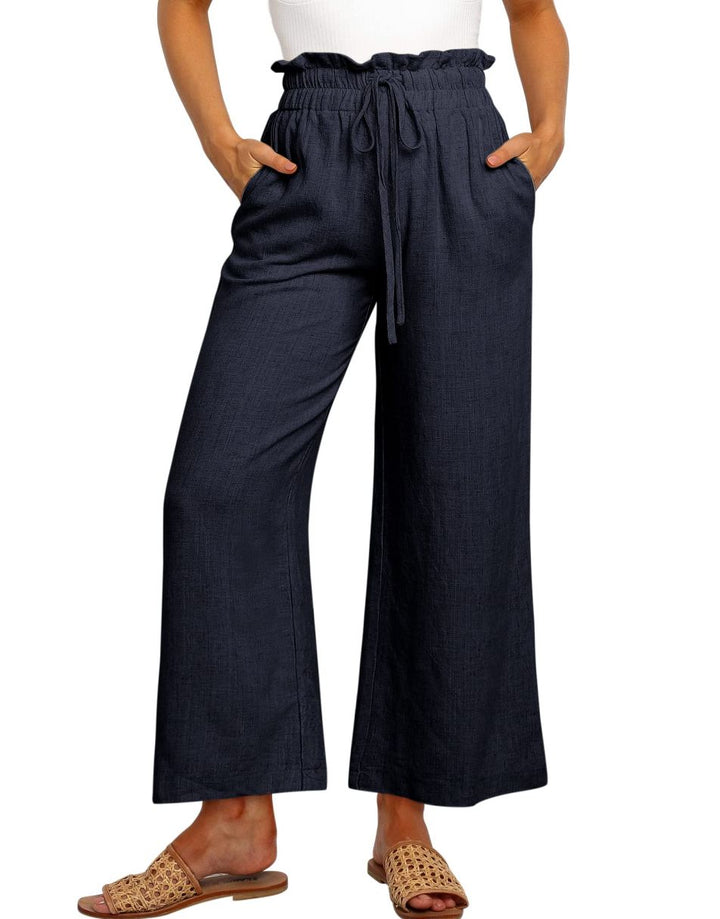 ANRABESS Women's Casual Linen High Waist Wide Leg Pants