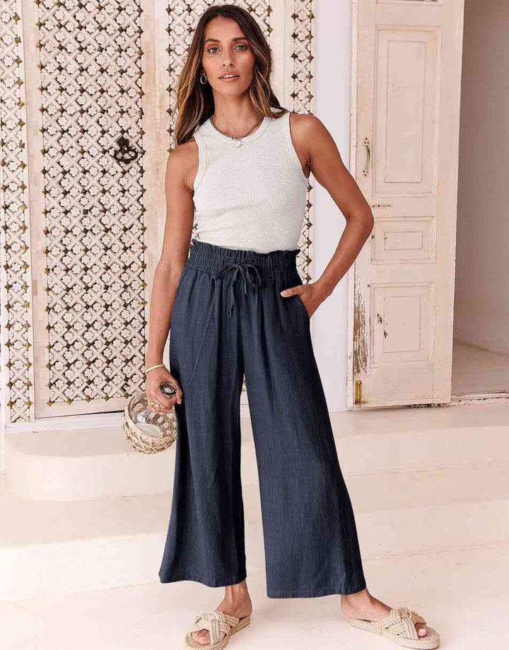 ANRABESS Women's Casual Linen High Waist Wide Leg Pants