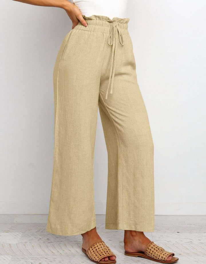 ANRABESS Women's Casual Linen High Waist Wide Leg Pants