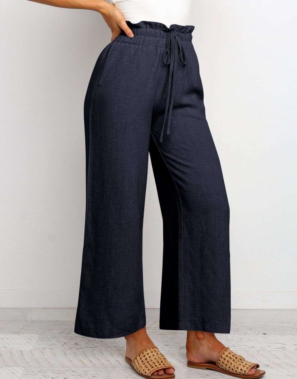 ANRABESS Women's Casual Linen High Waist Wide Leg Pants
