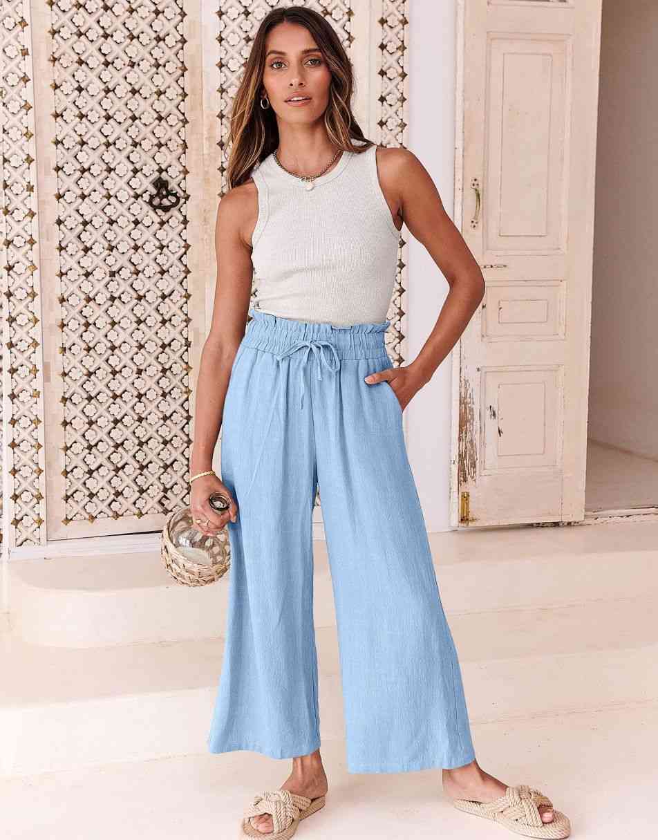 ANRABESS Women's Casual Linen High Waist Wide Leg Pants